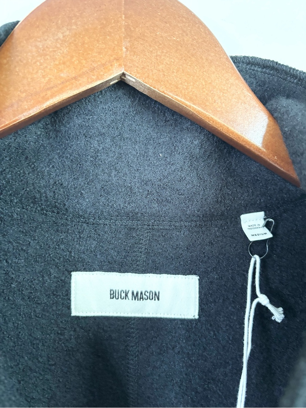 Buck Mason black merino wool felted chore coat size M new women’s - Picture 8 of 10